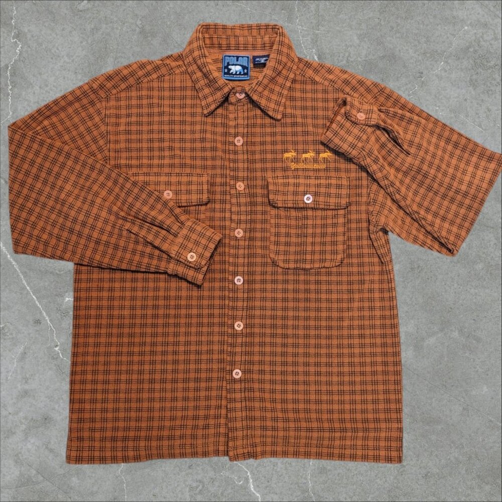 Polar Yellowstone Embroidered Men's Heavy Outdoor Flannel Shirt Size‎ Medium